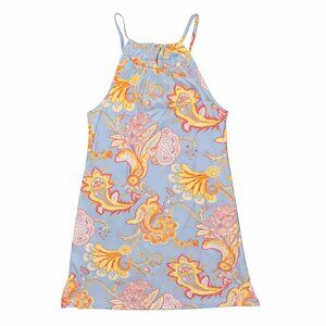 J.McLaughlin Maria Halter Dress Sky Blue Paisley Catalina Cloth Size Large